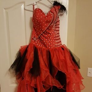 Red peacock prom party dress